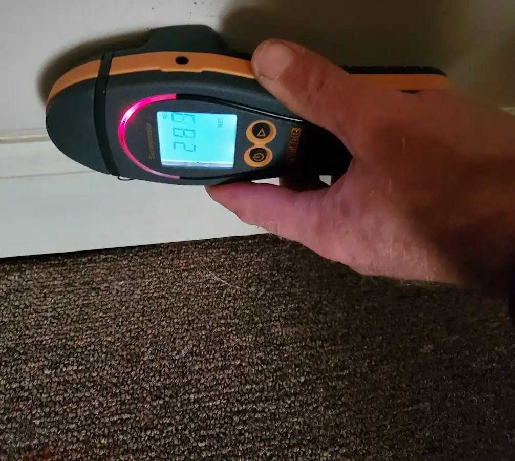Moisture detection at baseboard during Sewage Cleanup & Sanitation in Lovejoy
